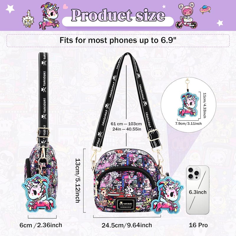 Tokidoki Small Crossbody Purse with Unicorno Keychain Cute Mini Shoulder Bag Wallet Gift for Teen Girls Shopping Travel - Image 2